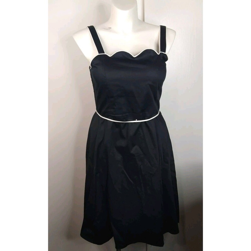 Vtg R&K Originals Sleeveless Dress Scallop Neckline Rockabilly Retro Sz 16 Black